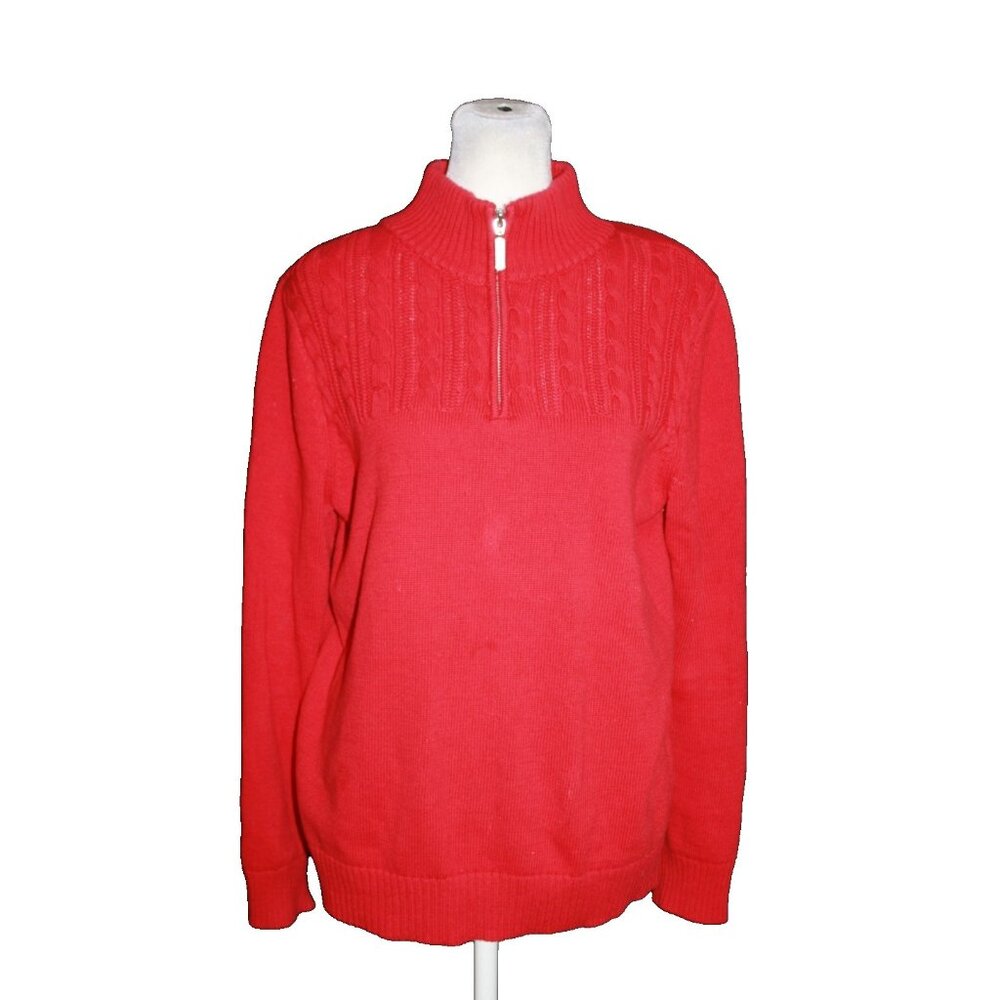 Karen Scott Womens 1/4 Zip Mockneck Sweater Red Pullover Size XL